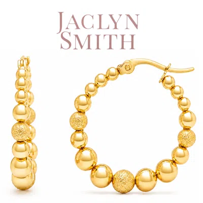 Jaclyn Smith Beaded Hoop Earrings In Gold
