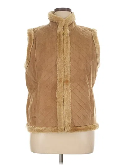 Pre-owned Jaclyn Smith Faux Fur Vest In Gold