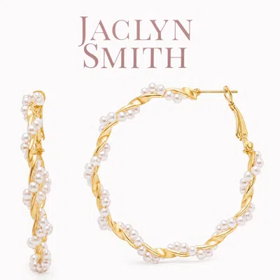 Jaclyn Smith Large Pearl Hoop Earrings In Gold
