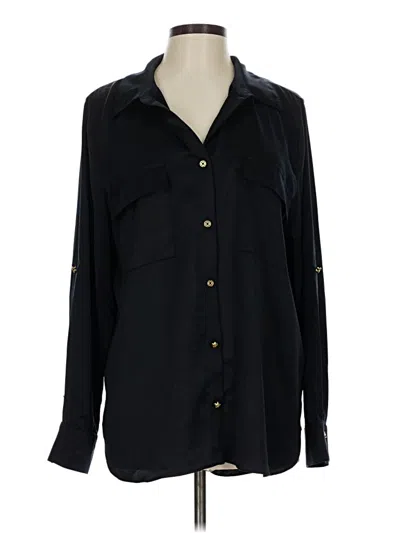 Pre-owned Jaclyn Smith Long Sleeve Blouse In Black