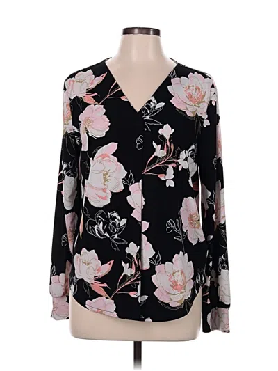 Pre-owned Jaclyn Smith Long Sleeve Blouse In Black