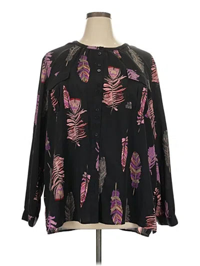 Pre-owned Jaclyn Smith Long Sleeve Blouse In Black