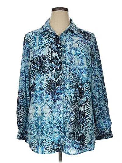 Pre-owned Jaclyn Smith Long Sleeve Blouse In Blue