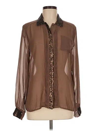 Pre-owned Jaclyn Smith Long Sleeve Blouse In Brown