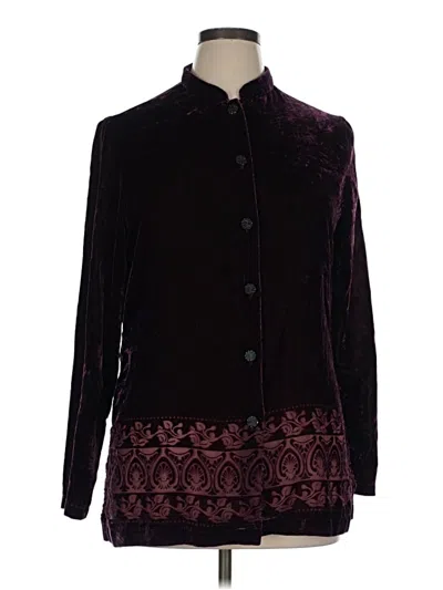 Pre-owned Jaclyn Smith Long Sleeve Blouse In Burgundy