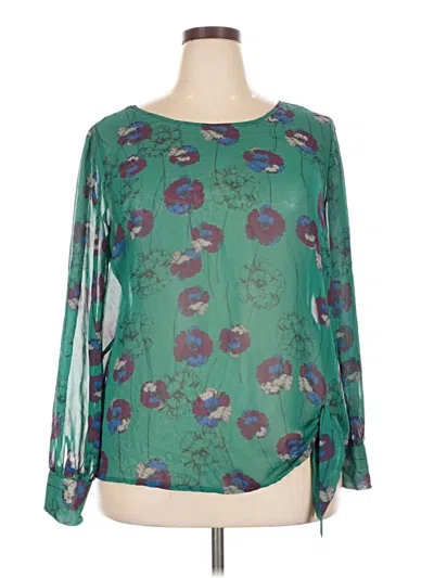Pre-owned Jaclyn Smith Long Sleeve Blouse In Green