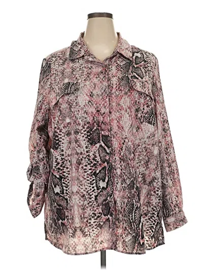 Pre-owned Jaclyn Smith Long Sleeve Blouse In Pink