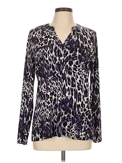 Pre-owned Jaclyn Smith Long Sleeve Blouse In Purple