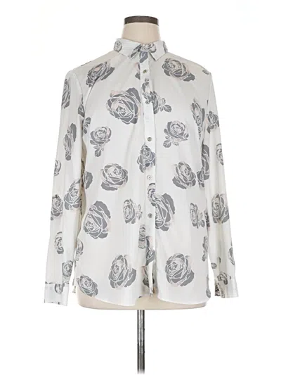 Pre-owned Jaclyn Smith Long Sleeve Blouse In White