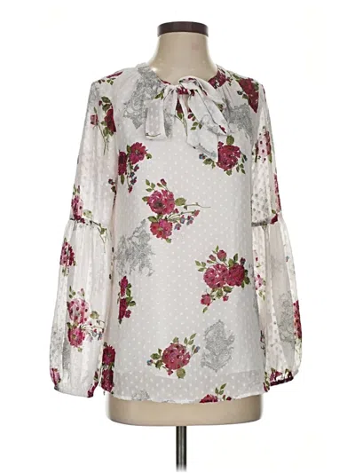 Pre-owned Jaclyn Smith Long Sleeve Blouse In White