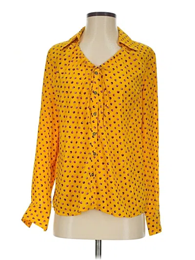Pre-owned Jaclyn Smith Long Sleeve Blouse In Yellow