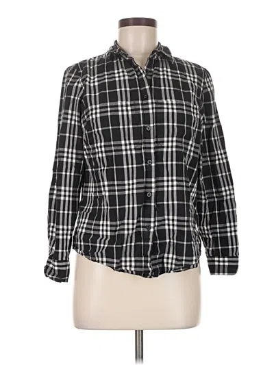 Pre-owned Jaclyn Smith Long Sleeve Button Down Shirt In Black