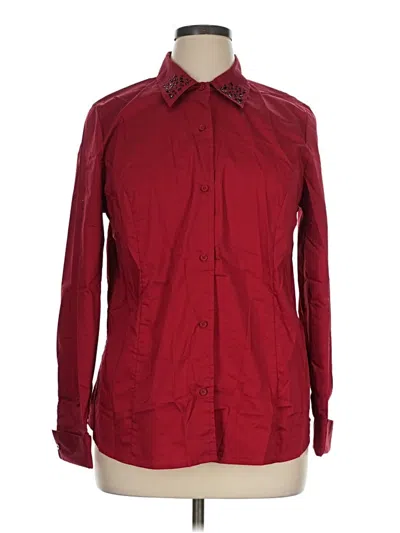 Pre-owned Jaclyn Smith Long Sleeve Button Down Shirt In Burgundy
