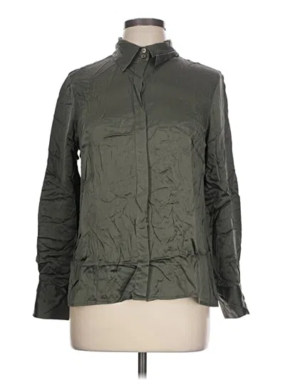 Pre-owned Jaclyn Smith Long Sleeve Button Down Shirt In Green