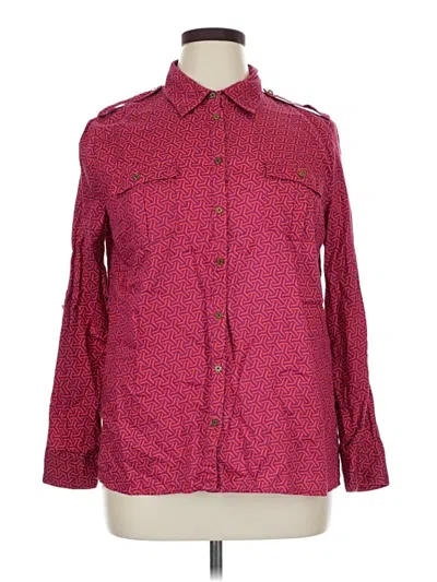 Pre-owned Jaclyn Smith Long Sleeve Button Down Shirt In Red