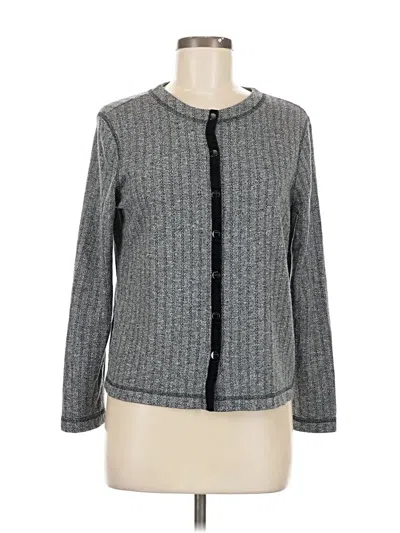 Pre-owned Jaclyn Smith Long Sleeve Top Gray Crew Neck Tops