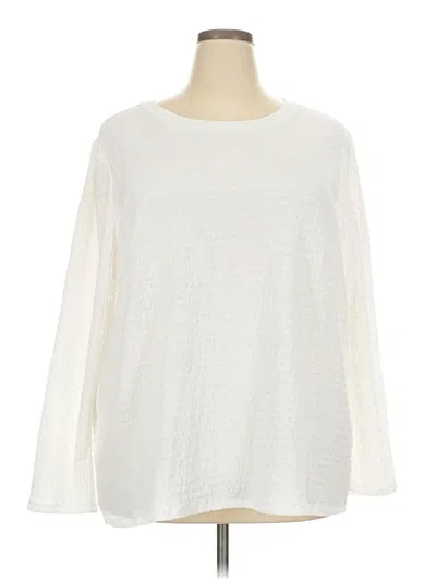 Pre-owned Jaclyn Smith Long Sleeve Top Ivory Boatneck Tops