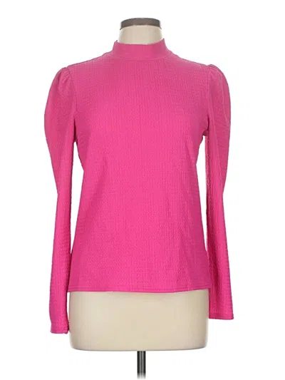 Pre-owned Jaclyn Smith Long Sleeve Top Pink Turtleneck Tops
