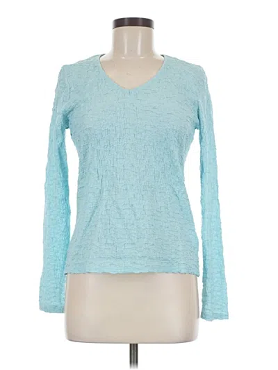 Pre-owned Jaclyn Smith Long Sleeve Top Teal V-neck Tops