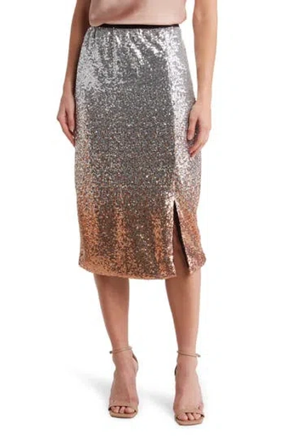 Jaclyn Smith Ombré Sequin Skirt In Silver/rose Gold