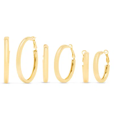 Jaclyn Smith Shiny Gold Hoop Earrings Set Of 3