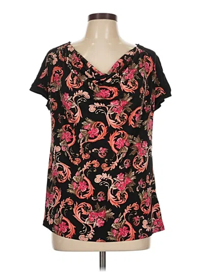 Pre-owned Jaclyn Smith Short Sleeve Blouse In Black