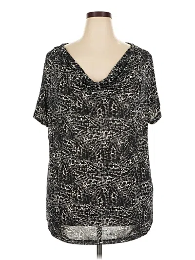 Pre-owned Jaclyn Smith Short Sleeve Blouse In Black