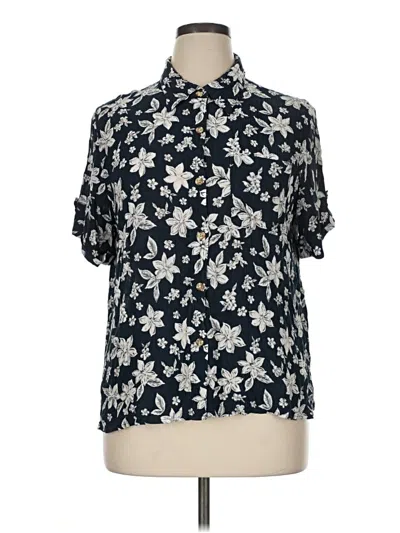 Pre-owned Jaclyn Smith Short Sleeve Blouse In Black