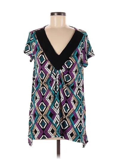 Pre-owned Jaclyn Smith Short Sleeve Blouse In Blue