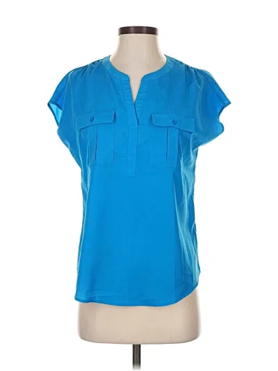 Pre-owned Jaclyn Smith Short Sleeve Blouse In Blue