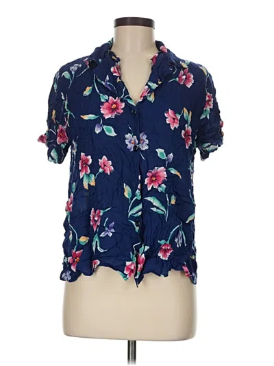 Pre-owned Jaclyn Smith Short Sleeve Blouse In Blue