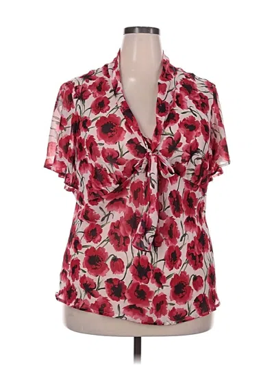 Pre-owned Jaclyn Smith Short Sleeve Blouse In Red