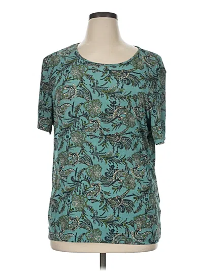 Pre-owned Jaclyn Smith Short Sleeve Blouse In Teal