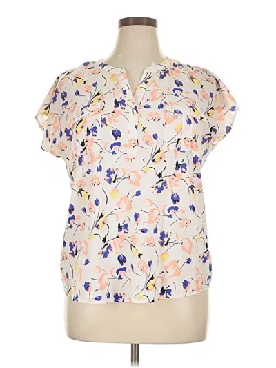 Pre-owned Jaclyn Smith Short Sleeve Blouse In White