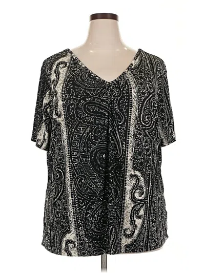 Pre-owned Jaclyn Smith Short Sleeve Henley Shirt In Black