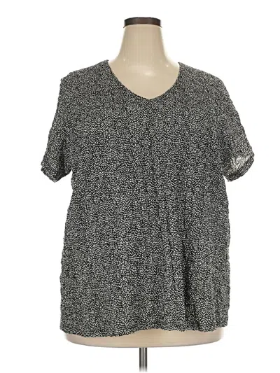 Pre-owned Jaclyn Smith Short Sleeve Henley Shirt In Gray