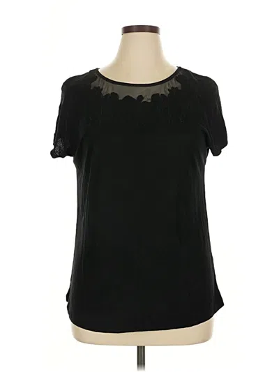 Pre-owned Jaclyn Smith Short Sleeve Top Black Keyhole Neckline Tops