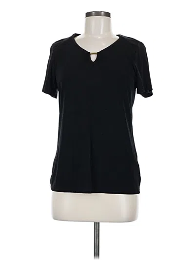 Pre-owned Jaclyn Smith Short Sleeve Top Black Keyhole Neckline Tops