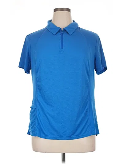 Pre-owned Jaclyn Smith Short Sleeve Top Blue Collared Neckline Tops