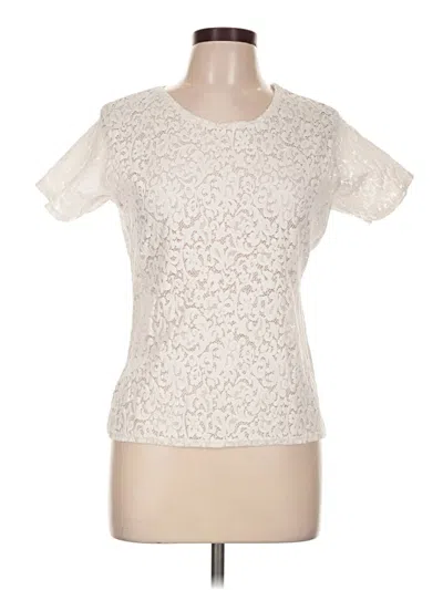 Pre-owned Jaclyn Smith Short Sleeve Top Ivory Crew Neck Tops