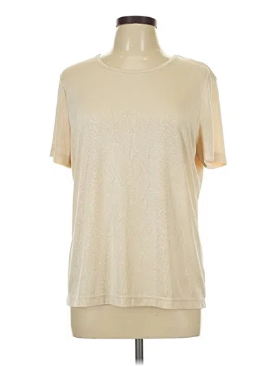 Pre-owned Jaclyn Smith Short Sleeve Top Ivory Mock Neckline Tops