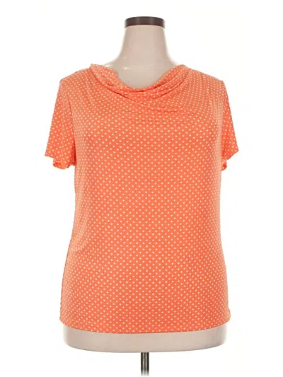 Pre-owned Jaclyn Smith Short Sleeve Top Orange Cowl Neck Tops