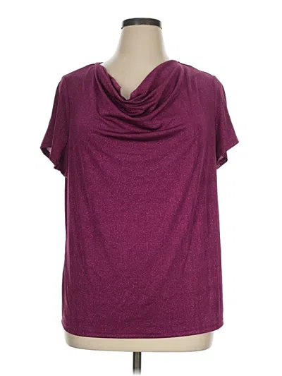 Pre-owned Jaclyn Smith Short Sleeve Top Purple Cowl Neck Tops
