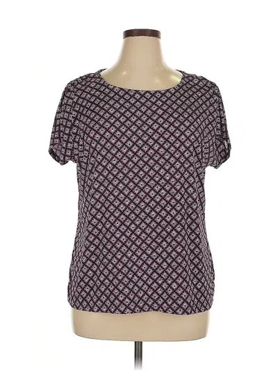 Pre-owned Jaclyn Smith Short Sleeve Top Purple Square Neckline Tops