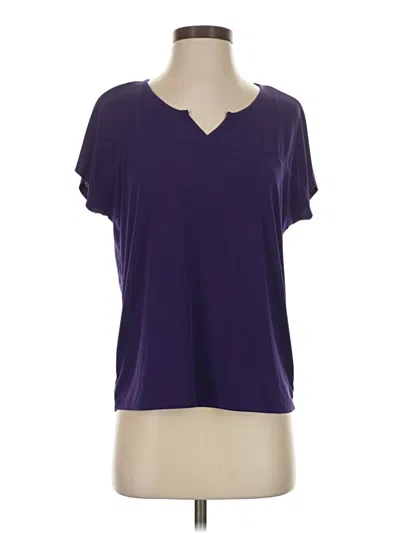 Pre-owned Jaclyn Smith Short Sleeve Top Purple V-neck Tops