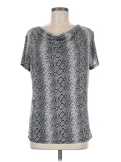 Pre-owned Jaclyn Smith Short Sleeve Top Silver Scoop Neck Tops