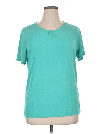 Pre-owned Jaclyn Smith Short Sleeve Top Teal Keyhole Neckline Tops