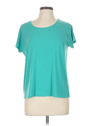 Pre-owned Jaclyn Smith Short Sleeve Top Teal Scoop Neck Tops In Blue