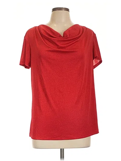Pre-owned Jaclyn Smith Short Sleeve Turtleneck In Red