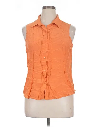 Pre-owned Jaclyn Smith Sleeveless Silk Top Orange Halter Neckline Tops